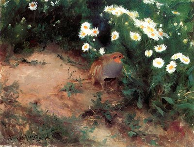 Partridge with Daisies by Bruno Andreas Liljefors